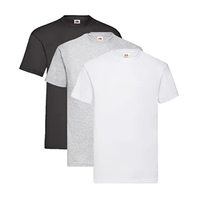 Abbildung von Fruit of the Loom Valueweight T Shirt Diverse Farbsets S M L XL XXL 3XL 4XL 5XL (XL, 1x Schwarz + Grau Weiss 1HL Kauf Notizblock)