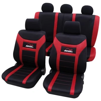 Abbildung von PETEX Auto Sitzbezüge Universal Komplett Set 11 teilig Super Speed rot, Eco Class mit SAB 1 Vario