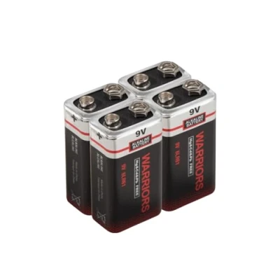 Abbildung von Warriors 4X 9v blockbatterie Batterie 9 Volt blockbatterien alkalisch, Ultra High Power, Long Life, für Rauchmelder, Brandmelder, Alarmsensoren 6lr61 6F22 PP3 MN1604