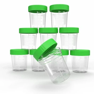 Abbildung von Horn Medical Urin Flasche Urinbecher mit Schraubverschluss 125ml 10 Stück (Becher für (Harn) Proben u.a., St., auslaufsicher dank dichtem Schraubdeckel), unsteril, standfest aus stabilem Polypropylen