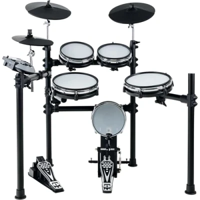 Abbildung von XDrum DD 530 E Drum Set mit Mesh Heads Elektronisches Schlagzeug 3 Becken Pads 4 Head Pads, 1 Kick Pad und Rack 45 Drumkits 455 Sounds Lernmodus Play Along Tracks Schwarz