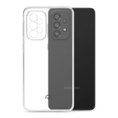 Abbildung von TPU Hülle kompatibel mit Samsung Galaxy A33 5G Transparent Clear Case Schutz Handy Tasche Silikon mungoo Displayputztuch