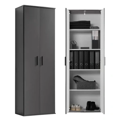 Abbildung von mokebo Mehrzweckschrank Der Lange (mit 4 Einlegeböden) in Schwarz Anthrazit, auch als Aktenschrank o. Aufbewahrungsschrank