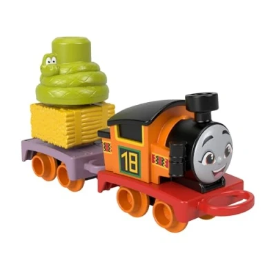 Abbildung von Thomas &amp; Friends und Seine Freunde Spielzeug für Kleinkinder My First Nia Lokomotive zum Schieben mit Stapelfracht Kinder ab 18 Monaten, HYG34, [Mehrfarbig]