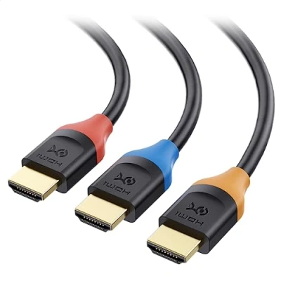 Abbildung von Cable Matters 3er Pack High Speed HDMI Kabel 0,9m (Farbcodierte 4K Kabel, auf kurz) mit 60Hz, HDR und ARC 0,9 Meter