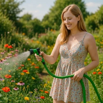 Abbildung von eyepower Gartenschlauch Hochwertiger Flexibler Schlauch, 7,5m+7fach Multifunktion Grün