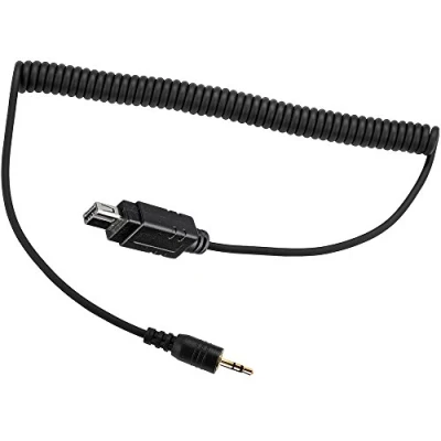 Abbildung von PHOLSY N10 Kamera Fernauslöser Anschlusskabel 2,5 mm Klinke (Kabel, Verbindungskabel) für Auslöser (z.B.Timer Fernauslöser) und Nikon Kameras Ersatz Spiral Verbindungskabel 2,5mm DC2