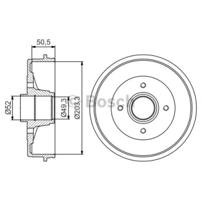 Abbildung von BOSCH 0 986 477 197 Bremstrommel mit Radlager 234 Hinterachse NISSAN: Micra 3, C+C Note I