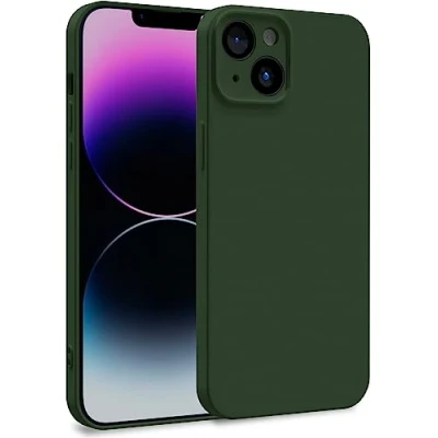 Abbildung von MyGadget Hülle kompatibel mit iPhone 14 Plus Zweilagige Handyhülle Kameraschutz Cover Innenfutter &amp; Silikon außen Olive Grün
