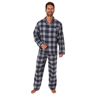 Abbildung von Normann Pyjama Herren Flanell Schlafanzug langarm zum durchknöpfen 291 15 537