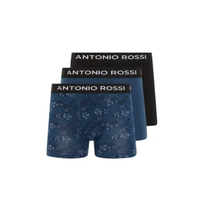 Abbildung von FM London Antonio Rossi 3 PACK Panties, Herren, Größe: Large, Black blue printed