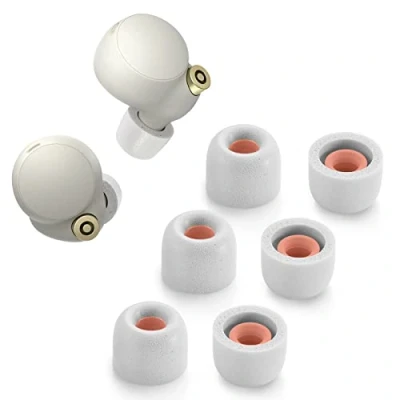 Abbildung von Memory Foam Tips for Sony WF 1000XM4 / 1000XM3, Anti Slip Replacement Ear True Wireless Earphones, Fit in The Charging Case, Perfect Noise Cancellation, 3 Pairs (Small, Gray)