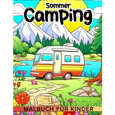 Abbildung von Sommer Camping Malbuch für Kinder: 30 Designs Kinder, Erwachsene und Malbegeisterte, um während der Ferienzeit zu genießen. Perfekt als Geschenk ... oder Geburtstagen zur Stressbewältigung.
