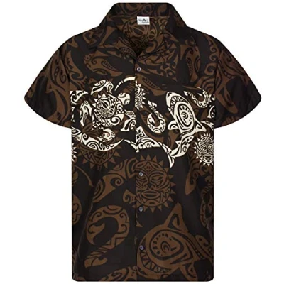 Abbildung von King Kameha Funky Hawaiihemd, Kurzarm, Maori Chest New, Braun, XXL