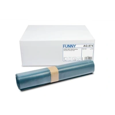 Abbildung von Funny LDPE Regenerat Müllsäcke, blau, gerollt, Typ 60 extra, 140 l, 1er Pack (1 x 250 Stück)