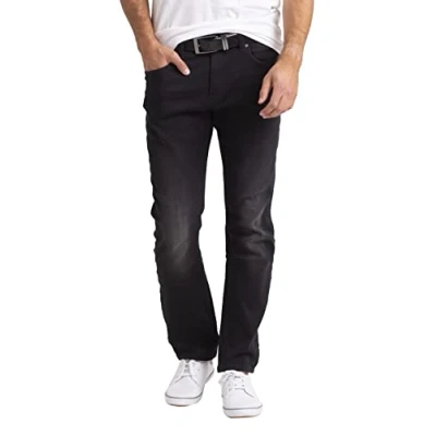 Abbildung von BlauerHafen Herren Classic Knitted Denim Relaxed Fit Stretch Comfort Faded Wash Jeanshose (Schwarz, 30W / 30L)