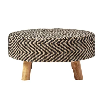 Abbildung von Homescapes Trendiger Stoff Sitzhocker Chevron Aztec Ethno Look 62 x 32 cm Fußhocker Schemel mit Baumwoll Jute Bezug und Holzbeinen
