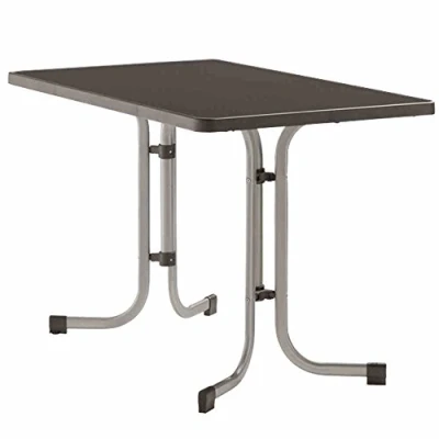 Abbildung von Sieger 233/A Boulevard Klapptisch mit mecalit Pro Platte 115 x 70 cm, Stahlrohrgestell graphit, Tischplatte Schieferdekor anthrazit