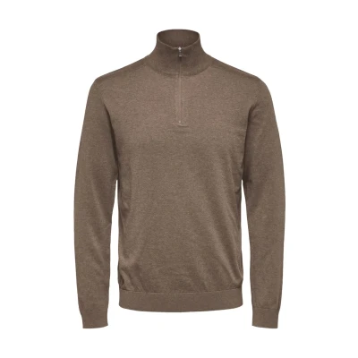 Abbildung von Selected Homme Slhberg HALF ZIP Strickpullover, Herren, Größe: Small, Teak melange