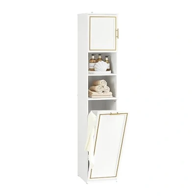 Abbildung von SoBuy Hochschrank BZR87 Badschrank mit Wäschesack Wäscheschrank Badregal Badezimmer Schrank
