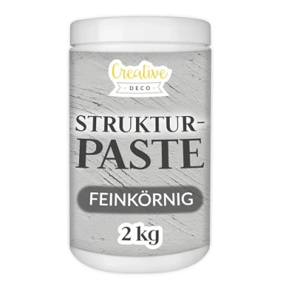 Abbildung von Creative Deco Strukturpaste Feinkörnig 2 kg Graue Spachtelmasse für Acrylmalerei Feinpaste Kunstprojekte, Acrylfarbe, DIY, 3D Effekte, Texturen Einfach mit Palettenmesser aufzutragen