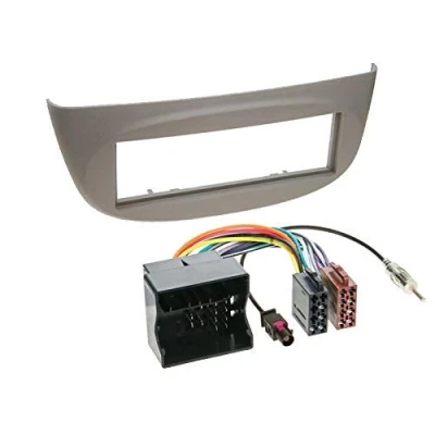 Abbildung von 1 Din Radio Einbauset Blende Radioanschlusskabel Antennenadapter für Renault Twingo II (N) 2007 2014 grau mit Quadlock