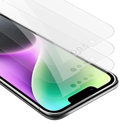 Abbildung von Cadorabo 3x Panzer Schutz Glas für Apple iPhone 14 3 Stück Schutzfolie in Ultra Klar Hüllen freundlich Gehärtetes (Tempered) Dipslayschutz Folie 9H Härte Anti Kratzer