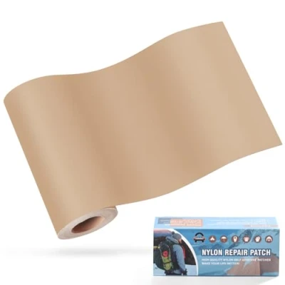 Abbildung von Nylon Selbstklebende Patches, OAZ 1 Rolle 10x160cm Selbstklebender Wasserdichte Reparatur Patch, Flicken Selbstklebend Khaki, für Zelte, Daunenjacke, Schlafsack, Tasche