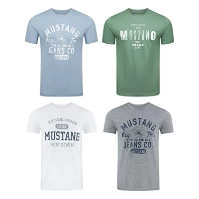 Abbildung von Mustang Basic print Tshirt Faded denim, Herren, Größe: 3XL, denim