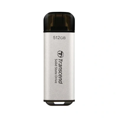 Abbildung von Transcend Portable SSD ESD300S 512GB USB Typ C 10 Gbit/s PS4/PS5 kompatibel, Silber TS512GESD300S