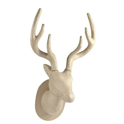 Abbildung von Décopatch NO032C Trophäe Hirsch (aus Pappmaché zum Verzieren und Personalisieren, 63 cm, ideal für Ihre Hausdeko) 1 Stück kartonbraun