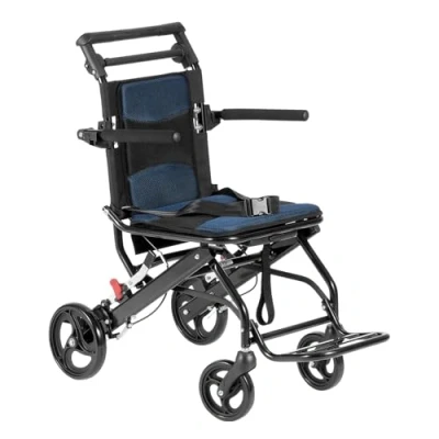 Abbildung von VEVOR Rollstuhl, leichter Transportstuhl aus Aluminium für Erwachsene, leicht zusammenklappbar mit Armlehnen in Schreibtischlänge, die sich nach hinten klappen lassen, sicheres selbstsperrendes