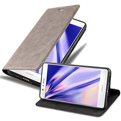 Abbildung von Cadorabo Hülle kompatibel mit Huawei P9 LITE 2016 / G9 aus Kunst Leder Flip Klappbare Magnetische [Standfunktion] [Kartenfächern] Cover für Tasche in Braun