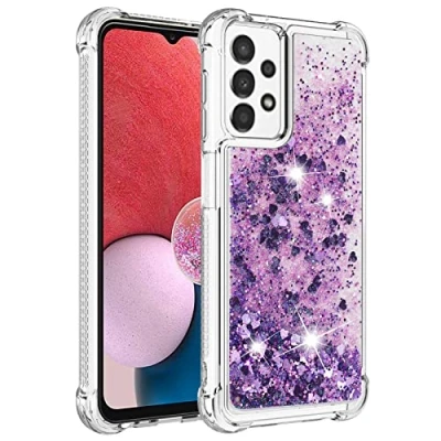 Abbildung von KBIKO zxl Kompatibel mit Hülle Samsung Galaxy A13 4G Glitzer Handyhülle, Glitter Flüssig Treibsand Case Weich Silikon TPU Bumper Schutzhülle Mädchen Frauen für 4G.Purple YBL