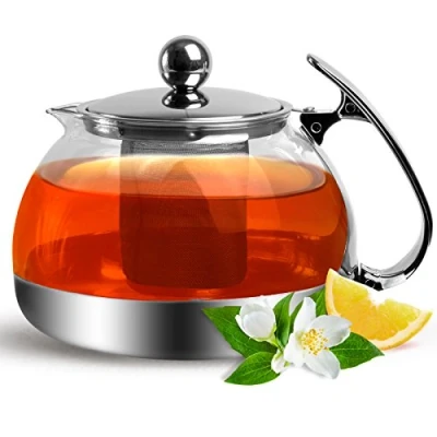 Abbildung von Deuba Teekanne, Glas mit Siebeinsatz Herausnehmbar Edelstahl 1200ml Tropffrei