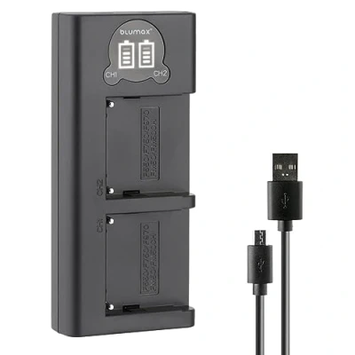 Abbildung von Blumax Mini Dual LCD Ladegerät kompatibel mit Sony NP F750 F970 F550 F570 F980 F530 F960