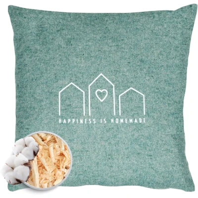 Abbildung von herbalind Zirbenkissen &quot;Happiness is Homemade Flanell in rot 30x30 mit Reißverschluss&quot;, 100% Baumwolle Zirbe Füllung Handmade Germany