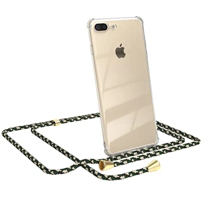 Abbildung von EAZY CASE Handykette kompatibel mit iPhone 7 Plus / 8 Handyhülle Umhängeband, Handykordel Schutzhülle, Silikonhülle, Hülle Band, Stylische Kette für Smartphone, Grün Camouflage
