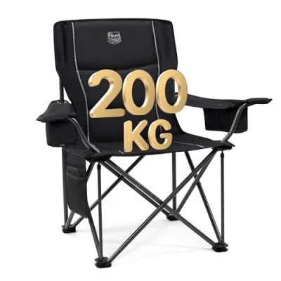Abbildung von TIMBER RIDGE XXL Campingstuhl Faltbar 200KG Belastbar Übergroßer Bequem Gepolster Klappstuhl Camp Garten Balkon Strand Camping Stuhl Sessel Gartenstuhl Anglerstuhl Regiestuhl