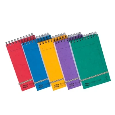 Abbildung von Clairefontaine 4880Z Packung mit 10 Europa Major Pad, Block Doppelspirale kopfseitig 12,7x20,7cm, 150 Blatt liniert, farbig sortiert, Stück