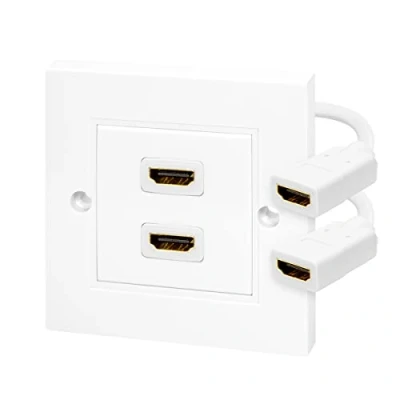 Abbildung von LogiLink AH0015 2 fach HDMI Wansdose (HDMI Highspeed with Ethernet) für Auflösungen bis 4K/30 Hz, inkl. 18cm Adapterkabel, AH 0015, weiß, Port