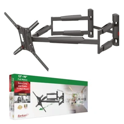 Abbildung von Barkan 104cm Lange TV Wandhalterung, 13 90 Zoll Doppelarm, Schwenkbar/Vollbewegung luxuriösen Halterung, hält bis 60Kg, Extra stabil, für LED OLED LCD, Max. VESA 600x400