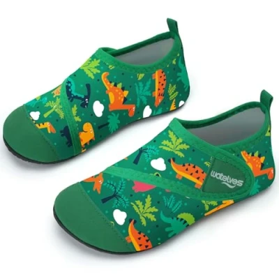 Abbildung von Badeschuhe Strandschuhe Schwimmschuhe Wasserschuhe Junge Baby Aquaschuhe Schnell Trocknend Barfuss Schuh für Kinder Beach Pool（Dinosaurier Grün 30/31）