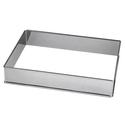 Abbildung von LARES Backform 6012, eckig, 4,7cm hoch verstellbare Größe, aus rostfreiem Edelstahl Made in Germany