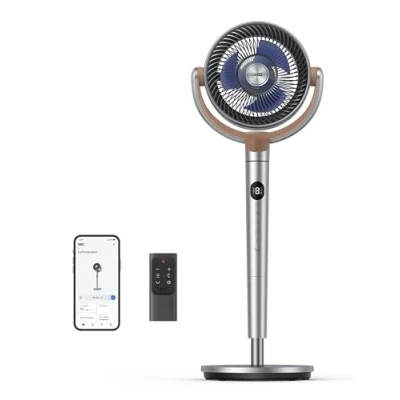 Abbildung von Dreo Smart Standventilator, 120+120 Oszillierend Ventilator mit Wi Fi/Sprachsteuerung, 23dB Leiser Bodenventilator für Schlafzimmer, einstellbare Höhe, 8 Geschwindigkeiten, 6 Modi, 12H Timer