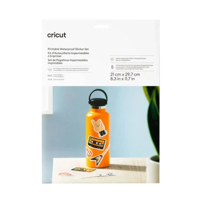 Abbildung von Cricut Wasserbeständiges Stickerset Holografisches Weiß DIN A4 (5 Bögen)
