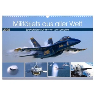 Abbildung von Militärjets aus aller Welt (Wandkalender 2025 DIN A3 quer), CALVENDO Monatskalender