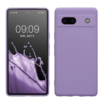 Abbildung von kwmobile Handyhülle kompatibel mit Google Pixel 7a Hülle Handy Case aus weichem Silikon in Veilchen Lila