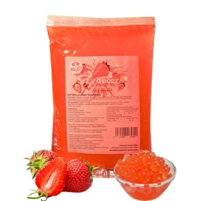 Abbildung von 600g Bubble Tea Perlen Popping Boba Erdbeere Fruchtperlen Bubbletea Set Vegan Super Ideen zum Selber Machen Topping für DIY