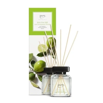 Abbildung von ipuro Essentials Raumduft LIME LIGHT 200ml Raumerfrischer mit Zitronengras, Bergamotte, Orange, Geranie, Maiglöckchen &amp; Vanilleblumen Duft Aroma Diffuser Stäbchen Lufterfrischer Wohnung